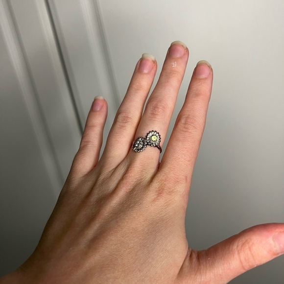 Sunflower Toi Et Moi Diamond Peridot 14k White Gold Ring 5 - Picture 10 of 13